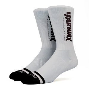 Yakwax Magazine Socks - Grey/Black - Unisex Crew Length Socks by Yakwax