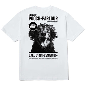 Yakwax Pooch Parlour T-Shirt - White - Mens Graphic T-Shirt by Yakwax