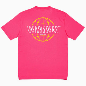 Yakwax Worldwide T-Shirt - Fuchsia/Wu - Mens Graphic T-Shirt by Yakwax