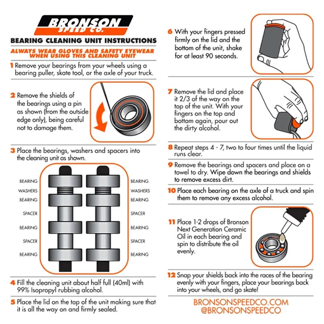 Bronson Speed Co Skateboard Bearing Cleaning Unit - Black/Orange
