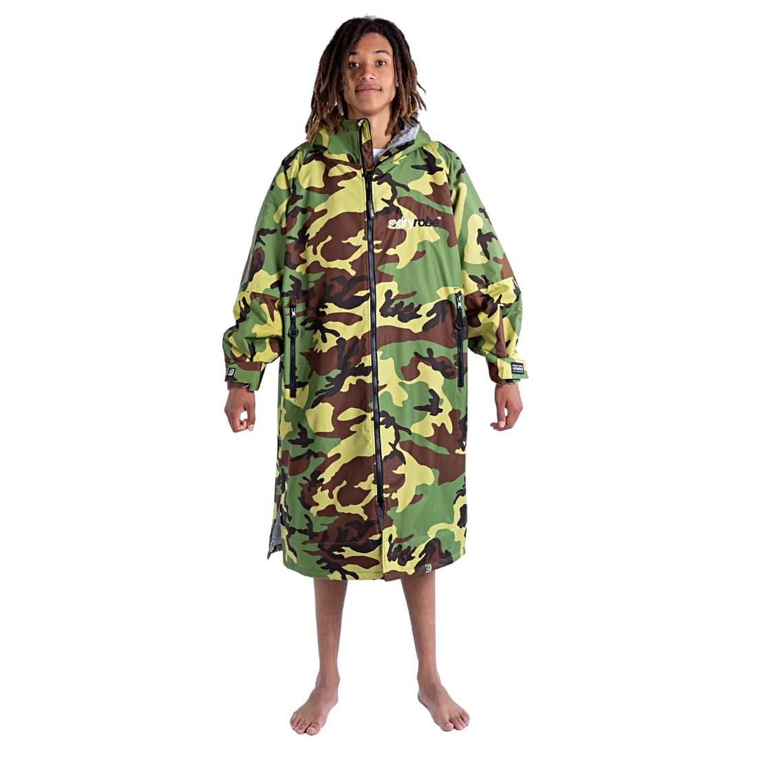 Dryrobe Advance Long Sleeve Drying &amp; Changing Robe - Camouflage/Grey - Changing Robe Poncho Towel by Dryrobe