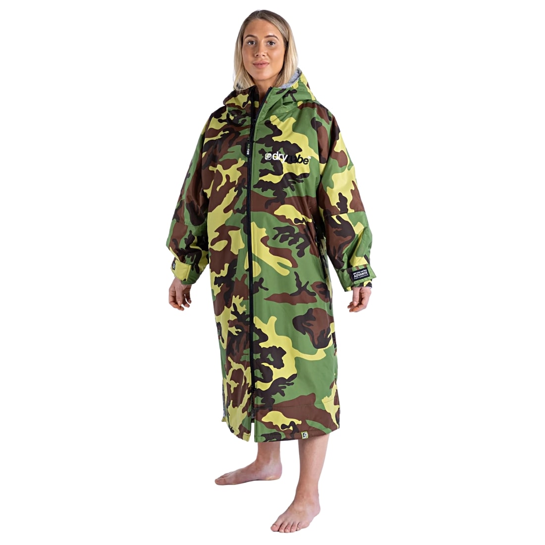 Dryrobe Advance Long Sleeve Drying &amp; Changing Robe - Camouflage/Grey - Changing Robe Poncho Towel by Dryrobe