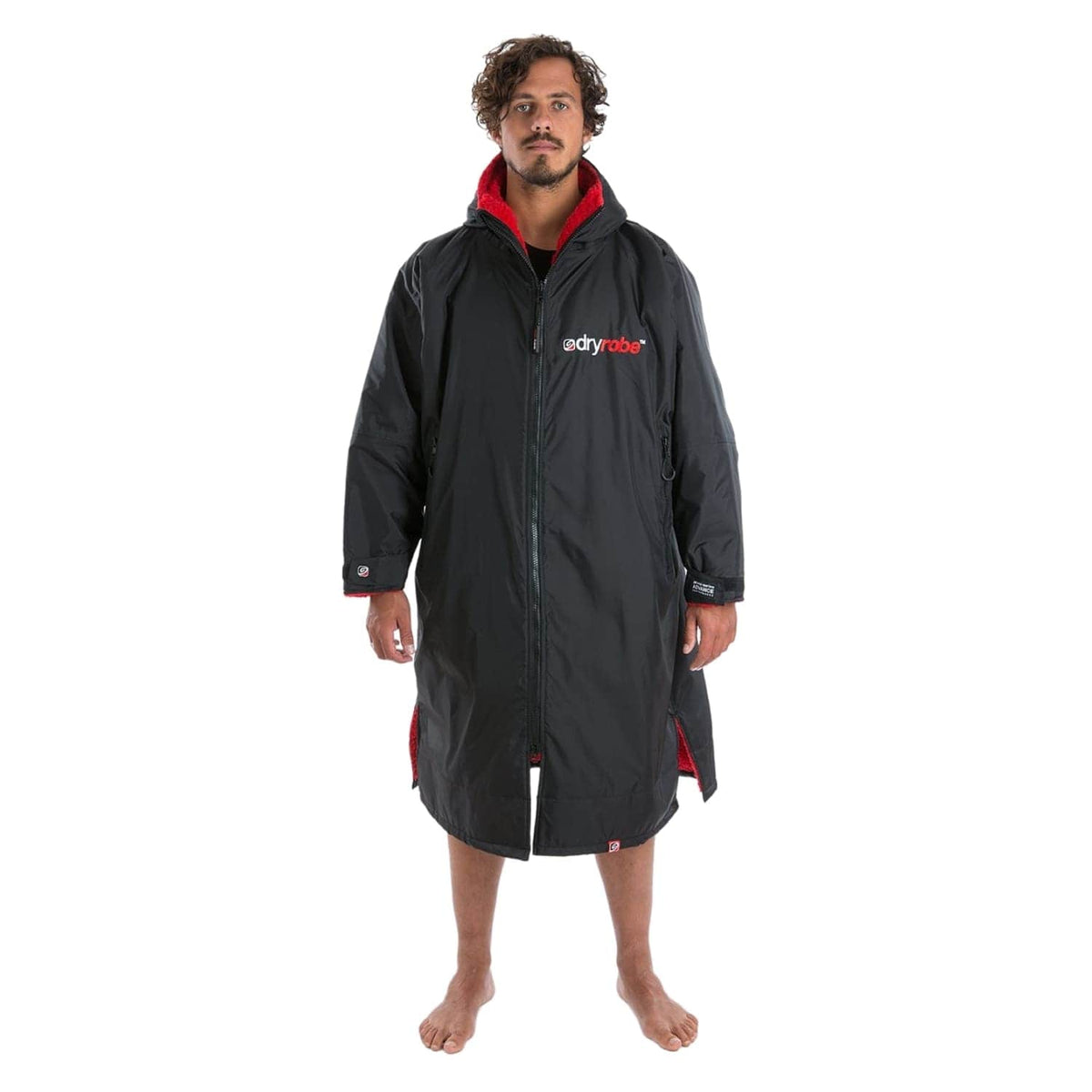 Dryrobe Advance Long Sleeve Drying &amp; Changing Robe - Black/Red - Changing Robe Poncho Towel by Dryrobe