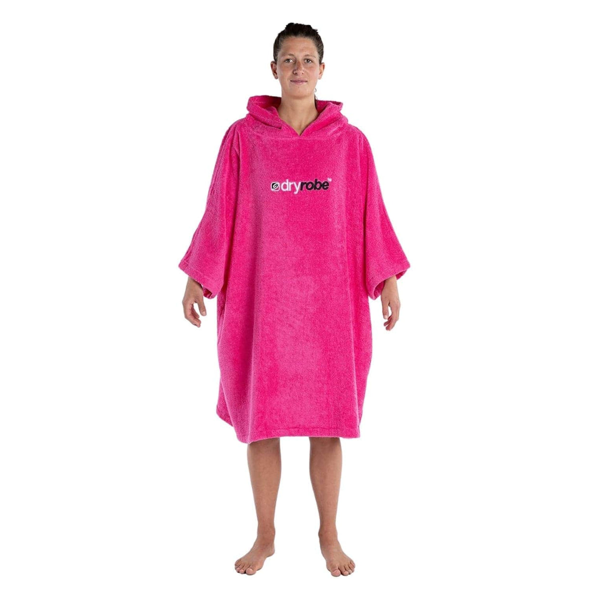 DryRobe Organic Cotton Short Sleeve Towel Dryrobe - Pink - Changing Robe Poncho Towel by Dryrobe