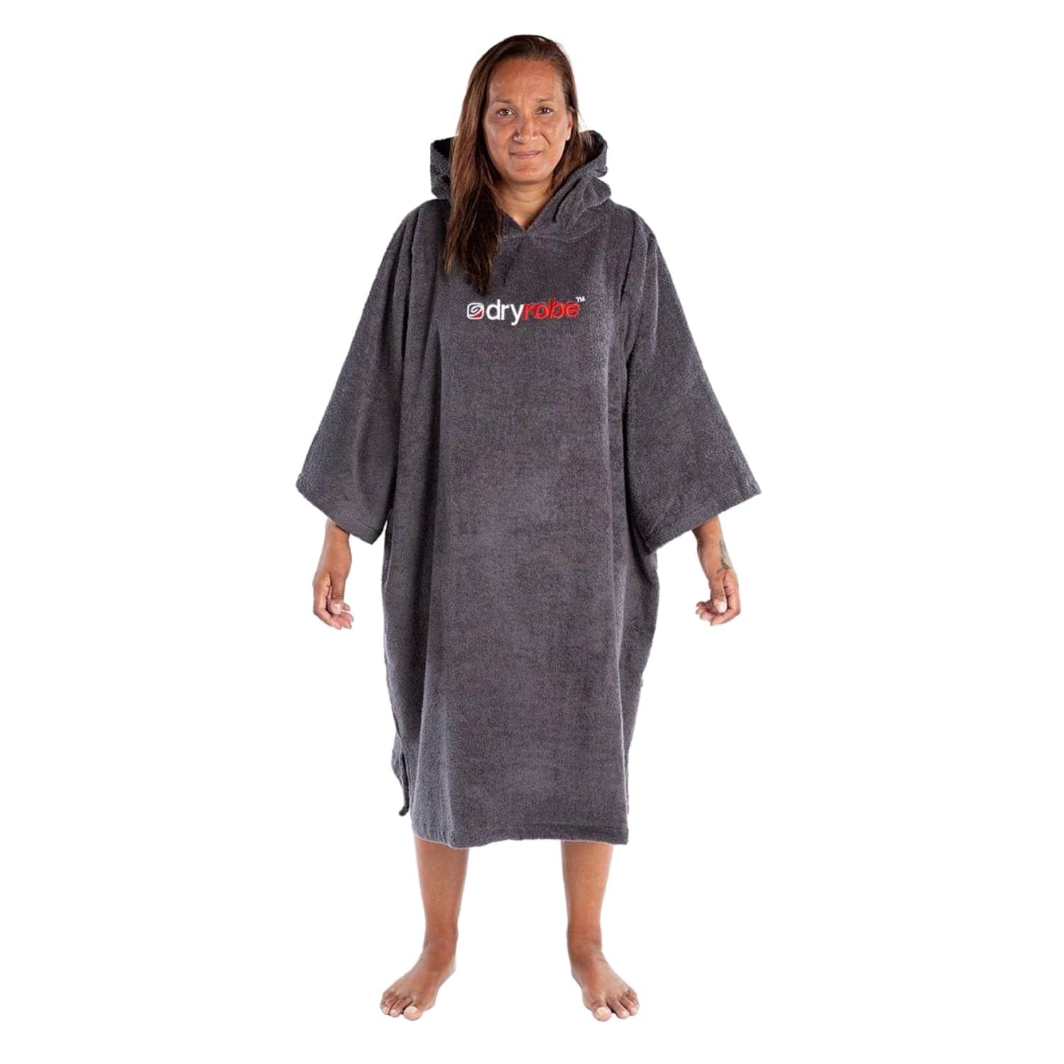 DryRobe Organic Cotton Short Sleeve Towel Dryrobe - Slate Grey - Changing Robe Poncho Towel by Dryrobe