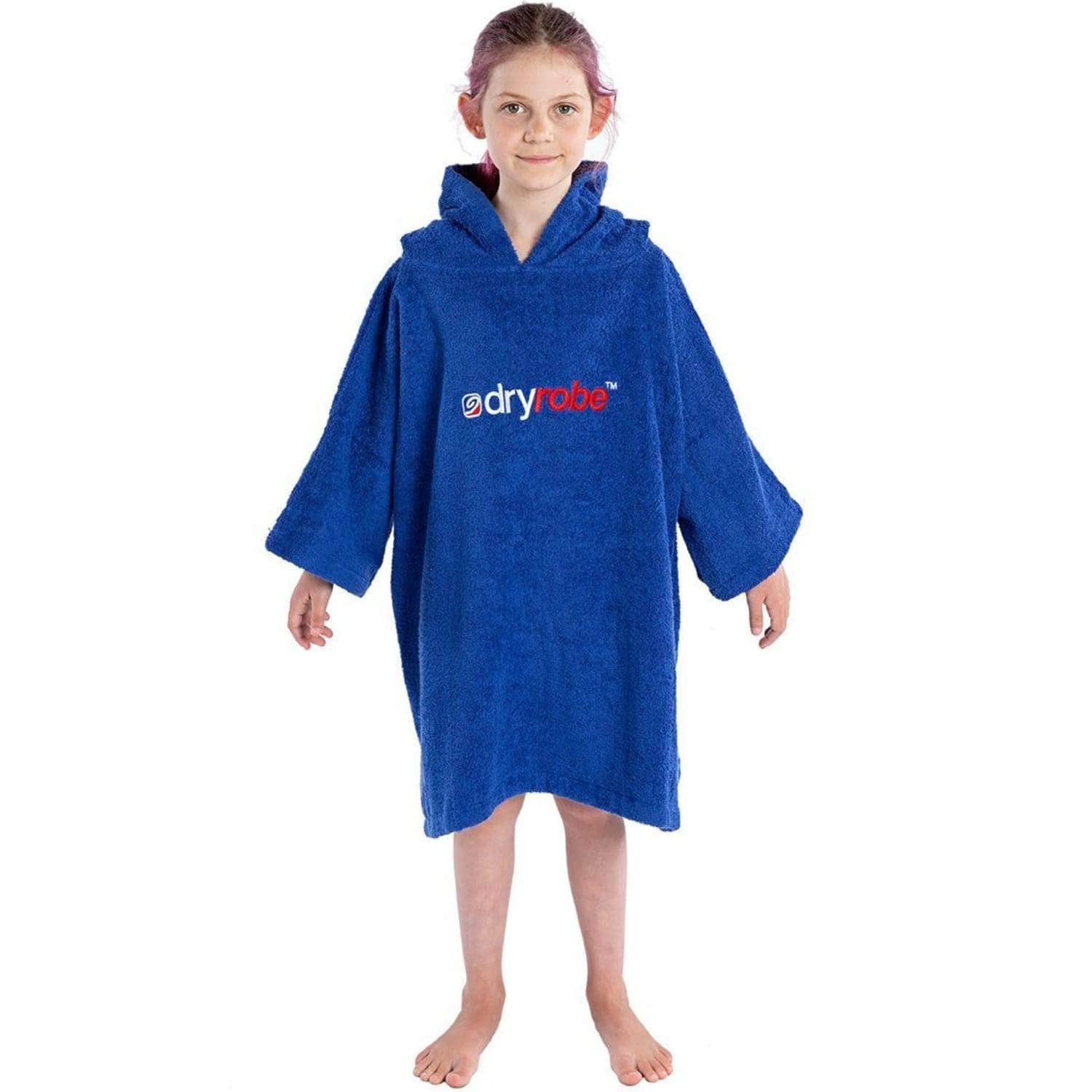 Dryrobe Kids Organic Cotton Short Sleeve Towel Robe - Royal Blue - Changing Robe Poncho Towel by Dryrobe 10-14 Years