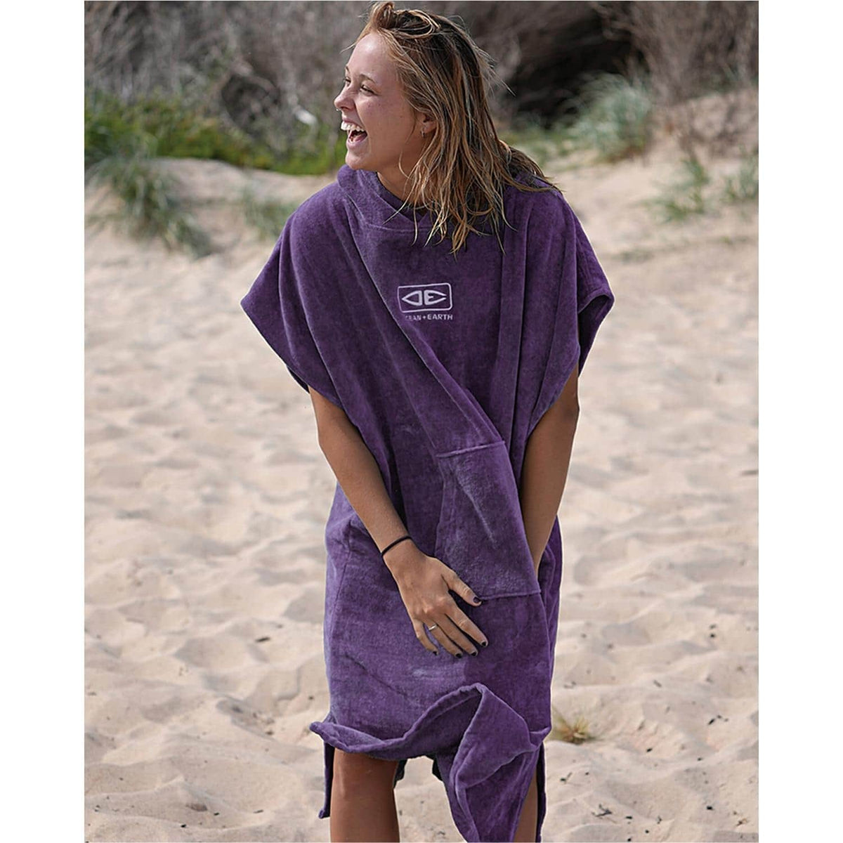 Ocean And Earth Ladies Hooded Poncho - Violet