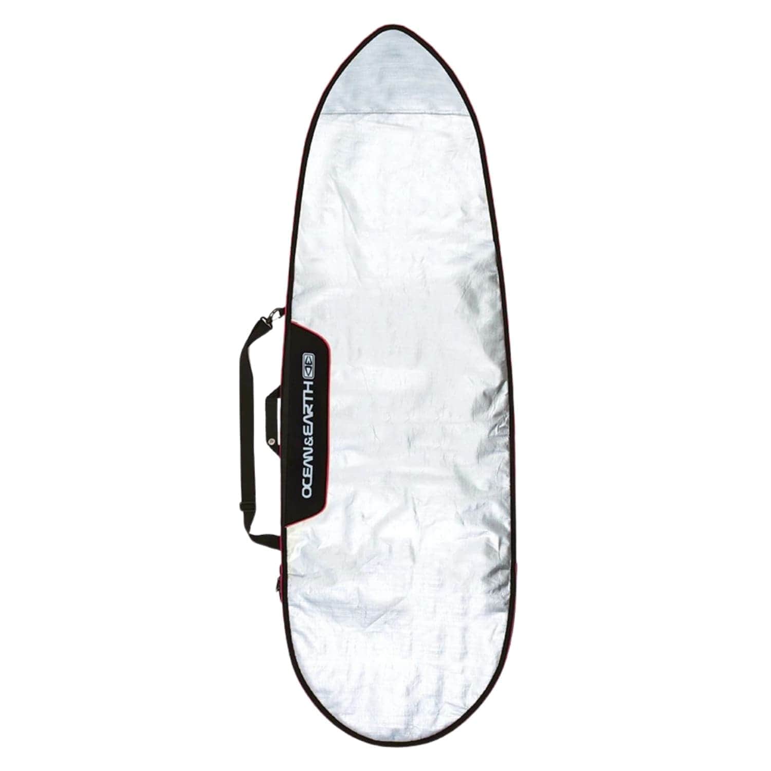 Ocean and Earth Barry Basic 7ft 6in Fish/Longboard Surfboard Cover 2021 - Silver/Red - Surfboard Day Runner Bag/Cover by Ocean and Earth 7ft 6in