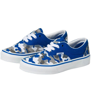 Vans Junior Era Youth Kids Skate Shoes - (Primary Camo) Nautical Blue True White - Boys Skate Shoes by Vans