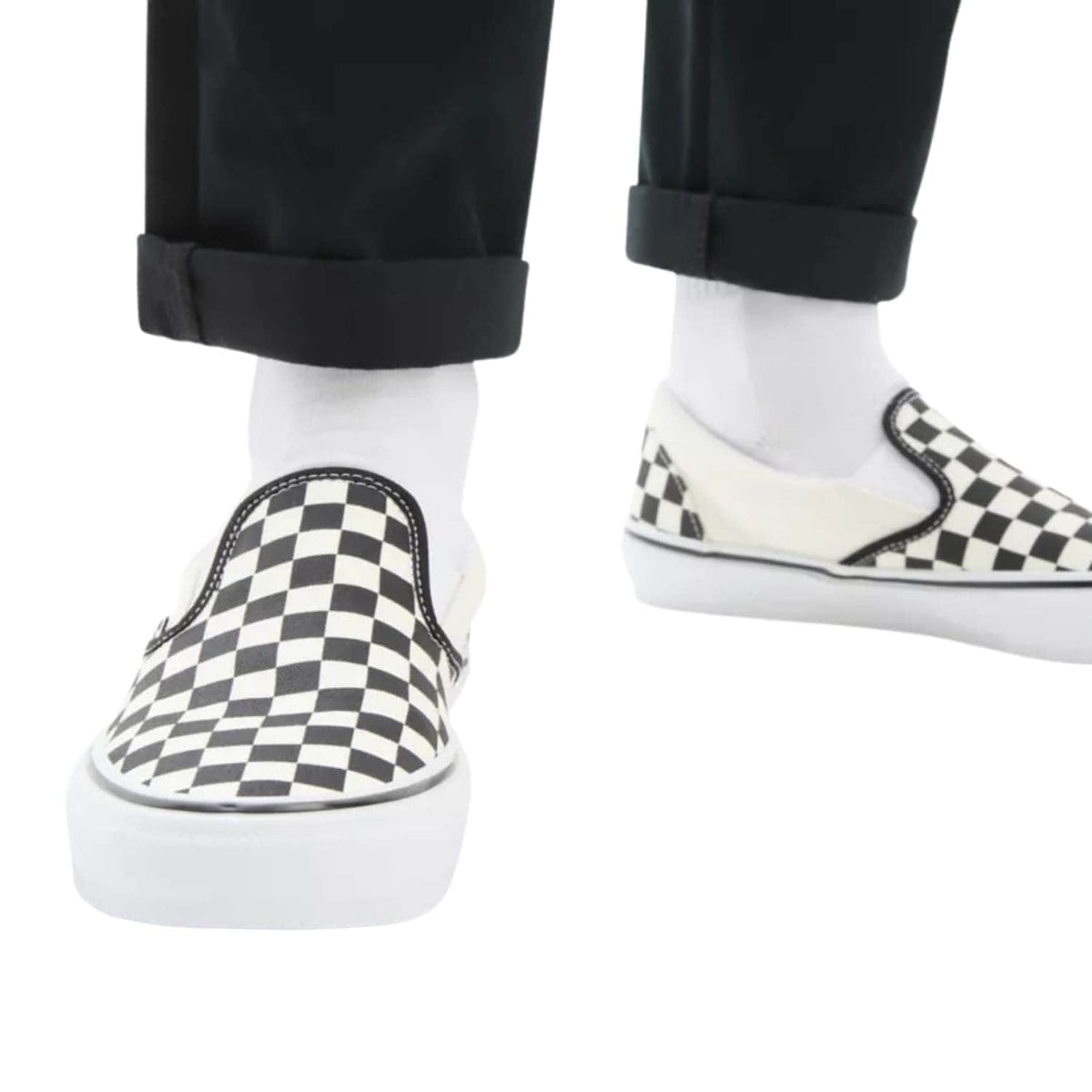 Vans Skate Slip-On (Checkerboard) - Black/Off White - Mens Slip On Trainers by Vans