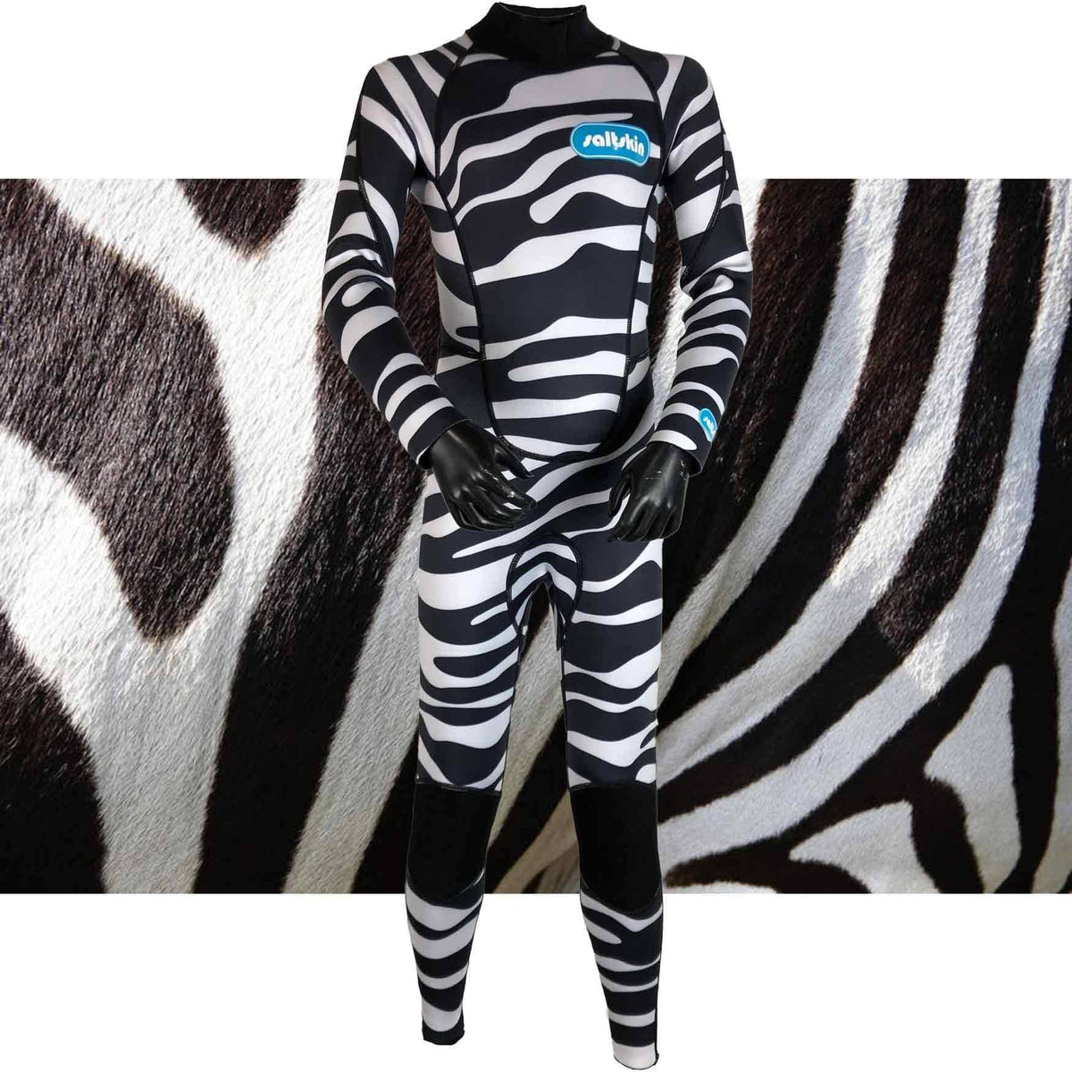 Saltskin Kids Zebra 3mm Full Wetsuit - Zebra Kids Full Length Wetsuit by Saltskin