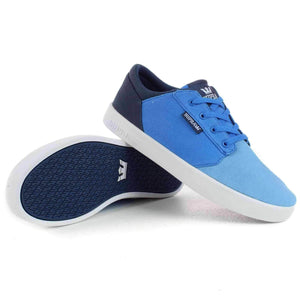 Supra Youths Yorek Low Shoes in Blue Fade White - Boys Skate Shoes by Supra