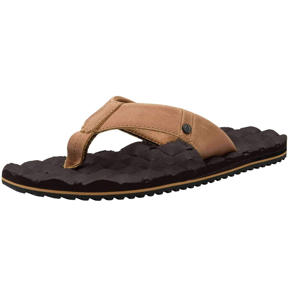 Volcom Recliner Leather Sandals in Brown Combo Mens Flip Flops by Volcom