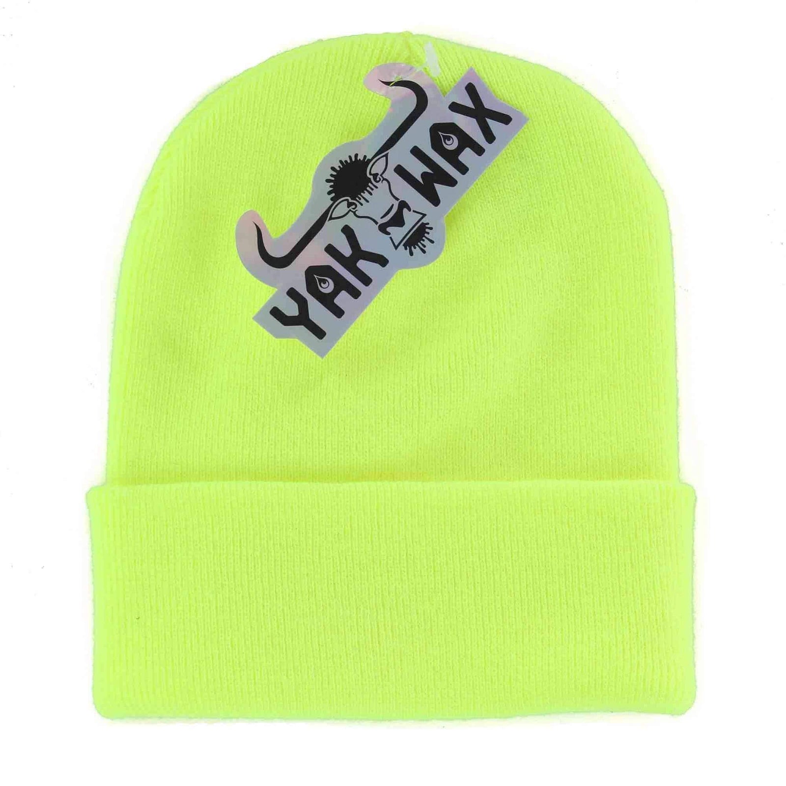 Yakwax Foldover Junior Cuffed Beanie in Fluoro Yellow Kids Beanie Hat by Yakwax