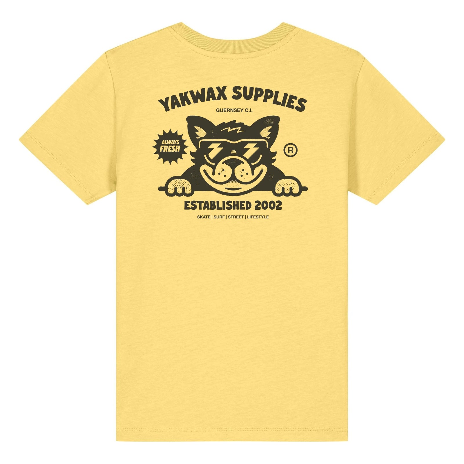 Yakwax Bulldog Kids T-Shirt - Yellow/Mono - Boys Surf Brand T-Shirt by Yakwax
