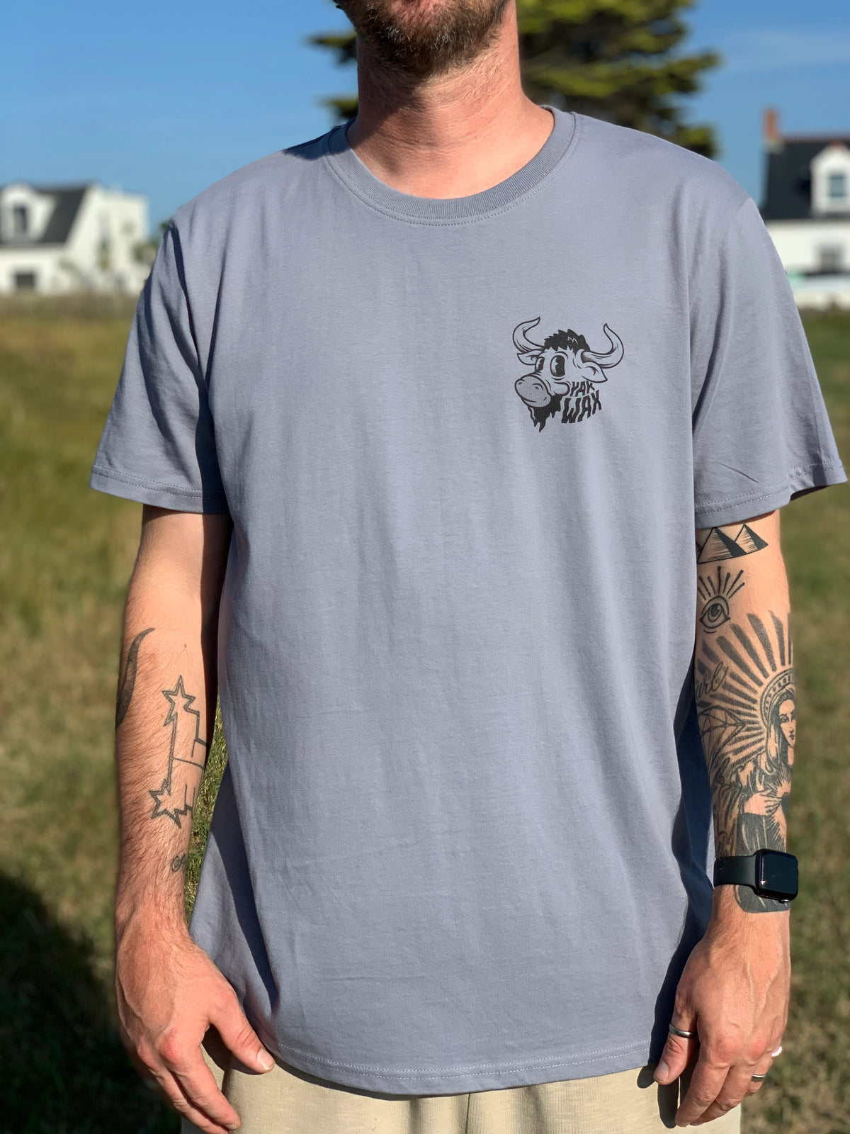 Yakwax Wavy Head T-Shirt - Denim/Mono - Mens Graphic T-Shirt by Yakwax