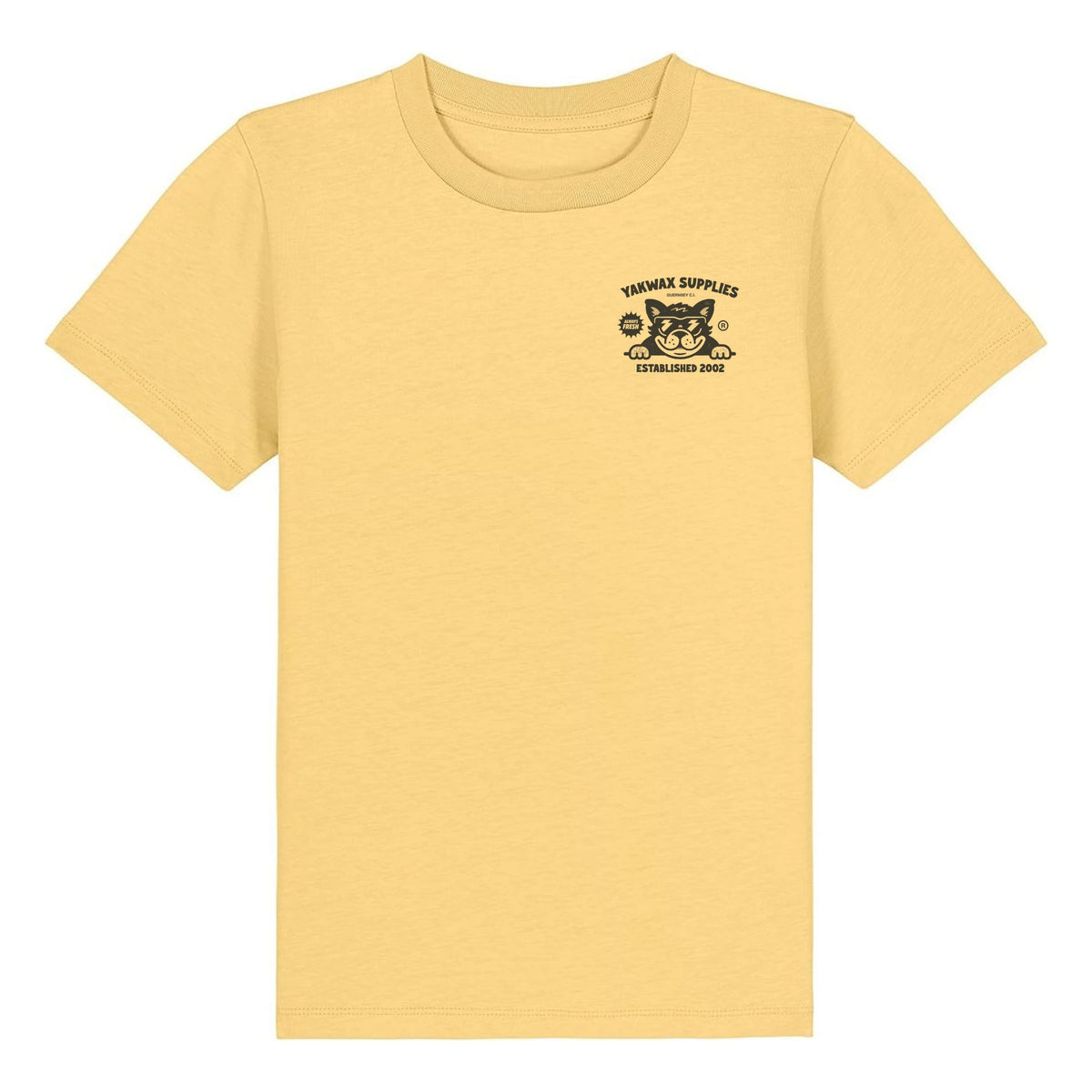 Yakwax Bulldog Kids T-Shirt - Yellow/Mono - Boys Surf Brand T-Shirt by Yakwax
