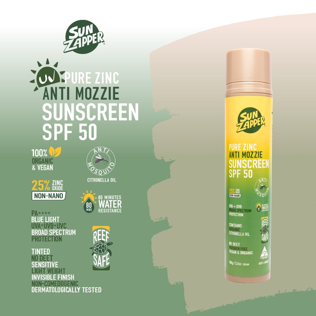 Sun Zapper Pure Zinc Anti Mozzie Sunscreen SPF50 Pump Bottle - Sunscreen by Sun Zapper 100g