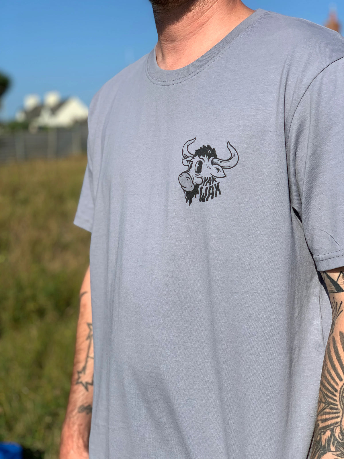 Yakwax Wavy Head T-Shirt - Denim/Mono - Mens Graphic T-Shirt by Yakwax