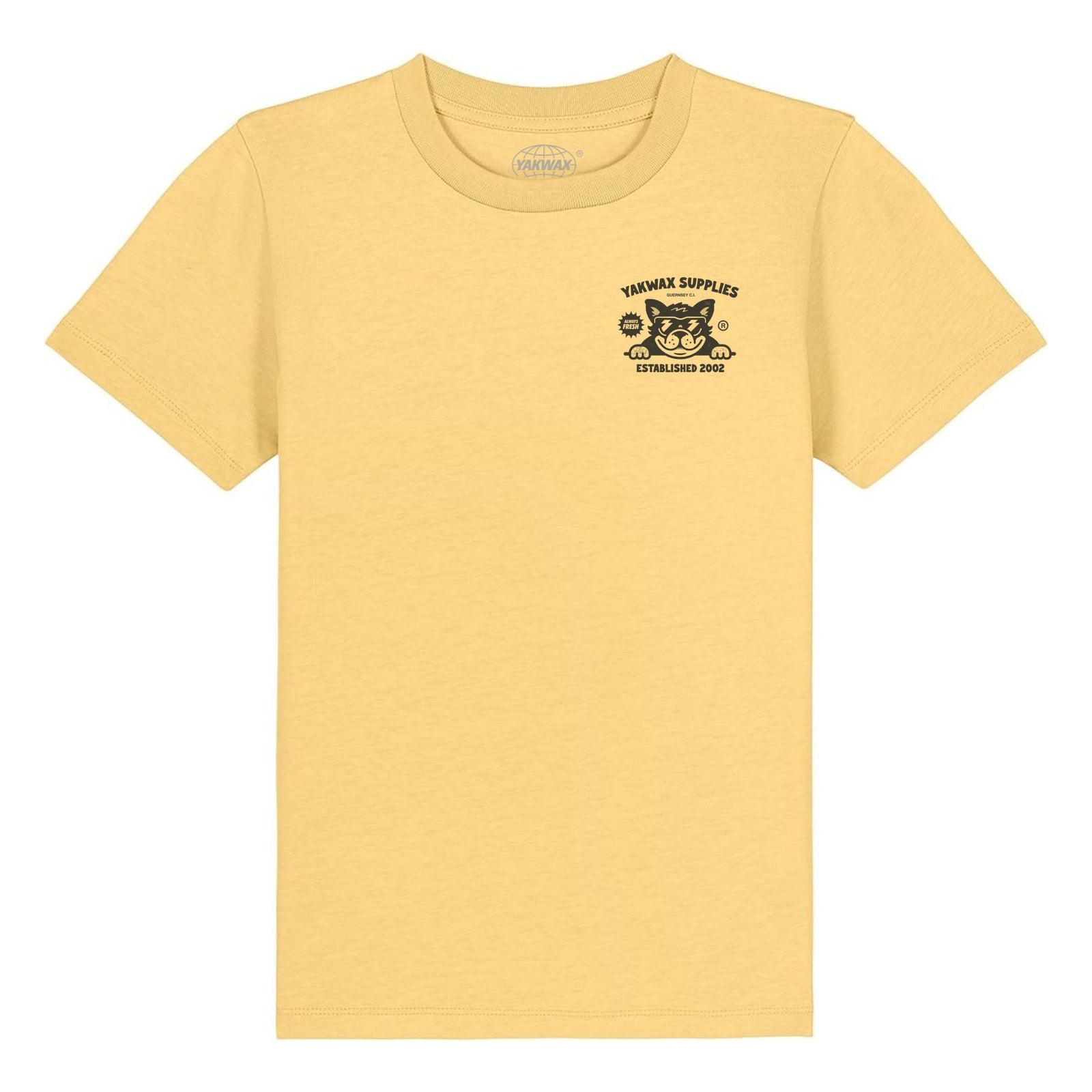 Yakwax Bulldog Kids T-Shirt - Yellow/Mono - Boys Surf Brand T-Shirt by Yakwax