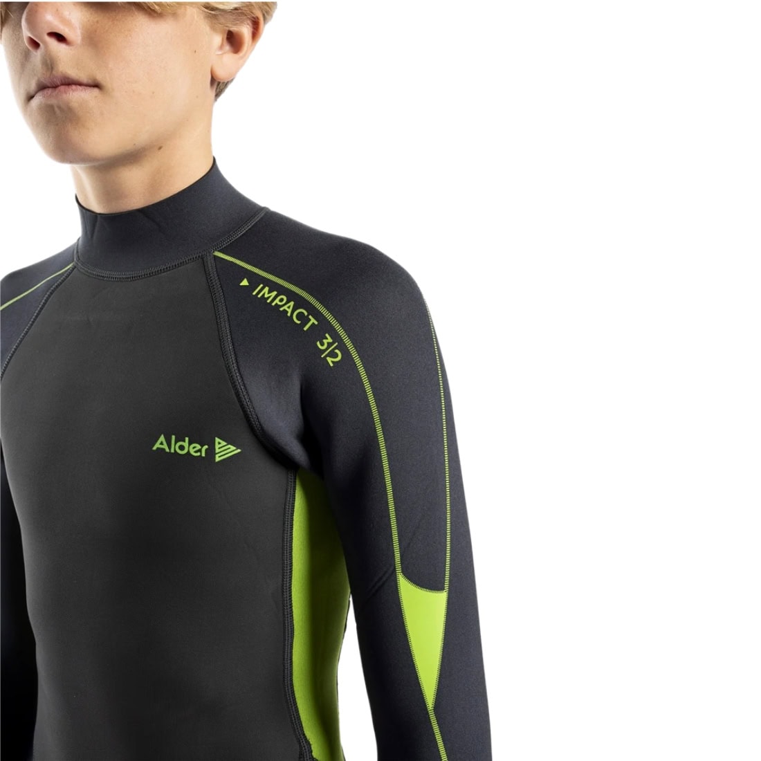 Alder 3/2mm Junior Impact Kids Full Wetsuit - Green - Kids Full Length Wetsuit by Alder