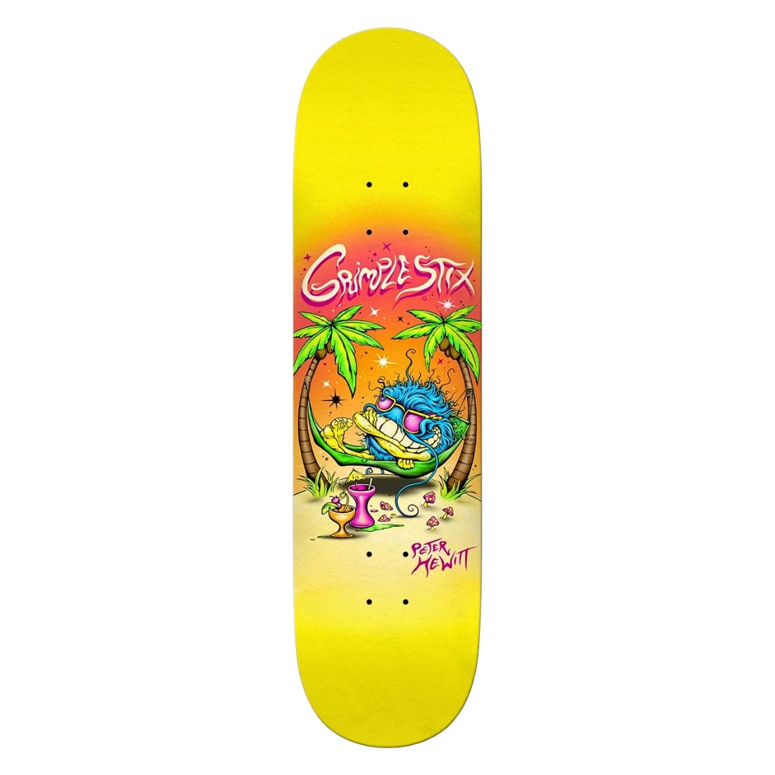 Anti Hero 8.5&quot; Hewitt Grimple Beach Skateboard Deck - Yellow - Skateboard Deck by Anti Hero 8.5 inch