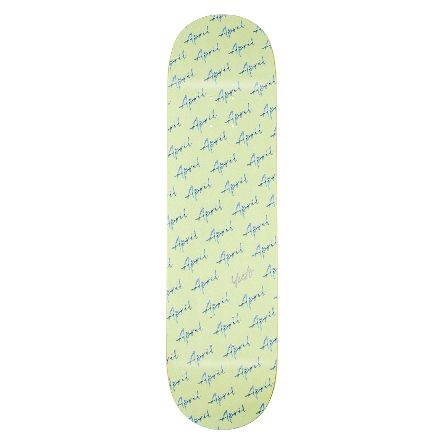 April 8.0" Yuto Chrome Script Deck - Green - Skateboard Deck by April 8.0 inch