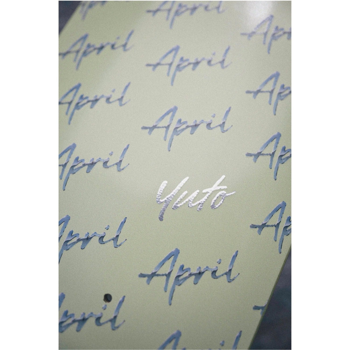 April 8.0&quot; Yuto Chrome Script Deck - Green - Skateboard Deck by April 8.0 inch