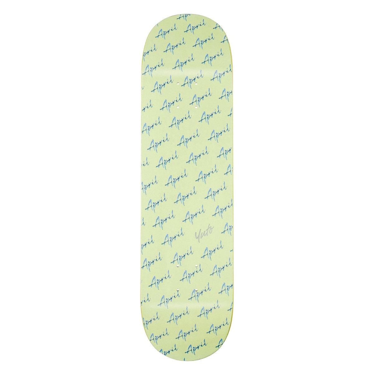 April 8.25&quot; Yuto Chrome Script Deck - Green - Skateboard Deck by April 8.25 inch