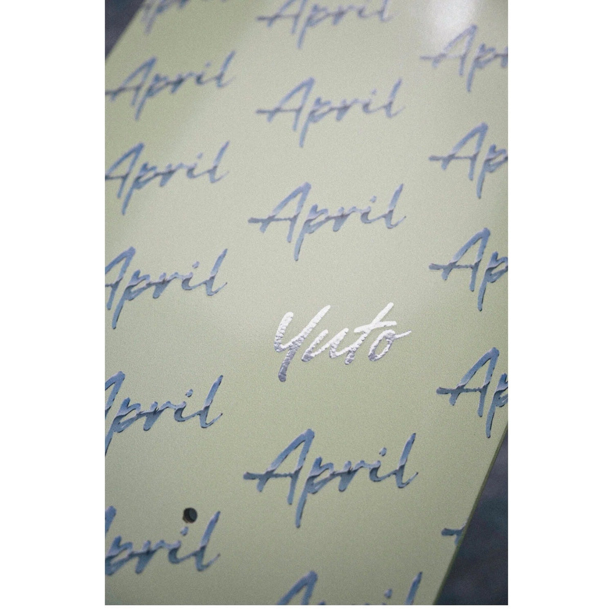 April 8.25&quot; Yuto Chrome Script Deck - Green - Skateboard Deck by April 8.25 inch