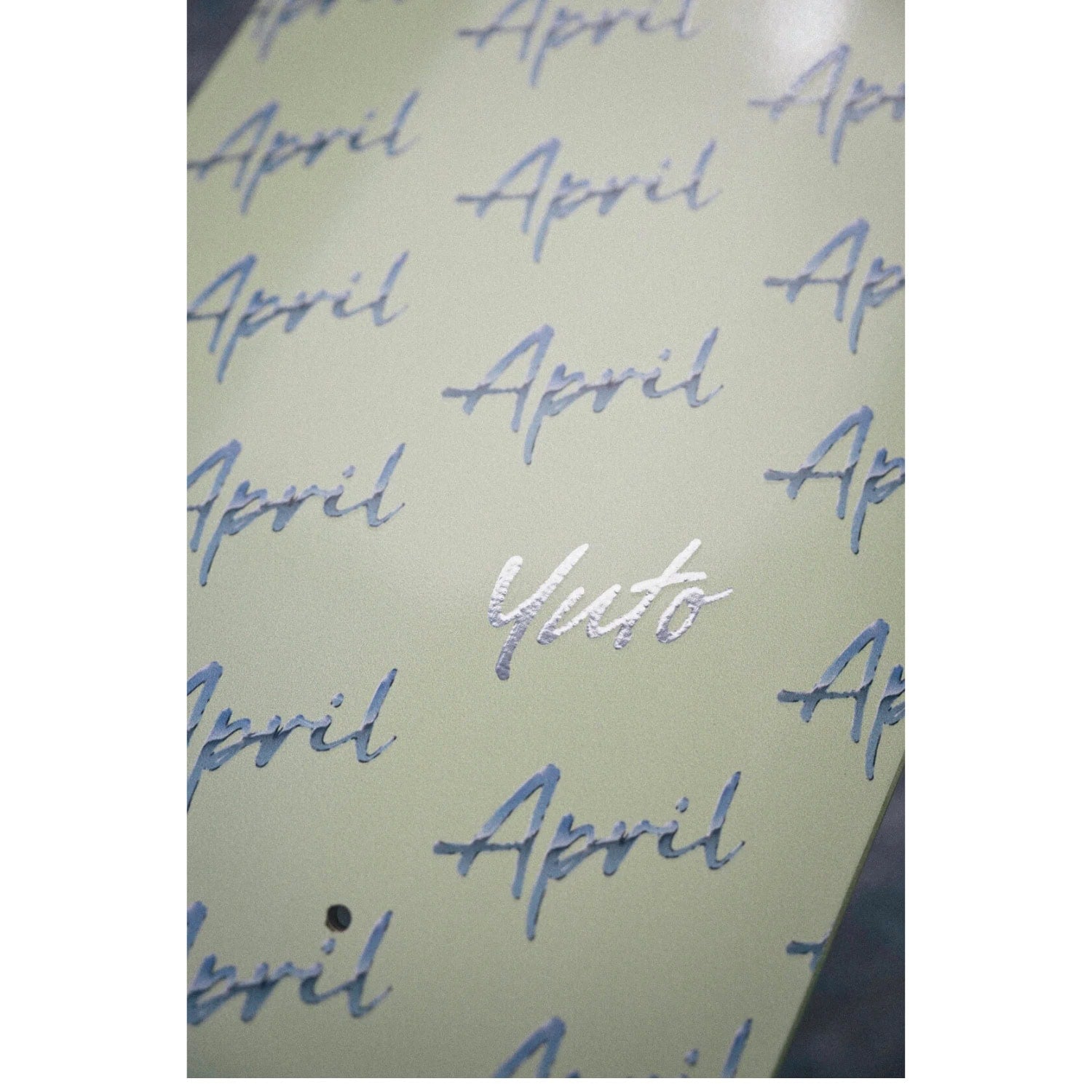 April 8.25" Yuto Chrome Script Deck - Green - Skateboard Deck by April 8.25 inch