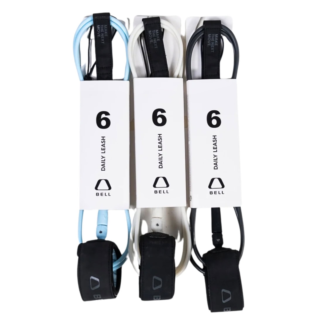 Bell 6ft Daily 6.5mm Surfboard Leash - Black - 8ft Surfboard Leash by Bell 6ft