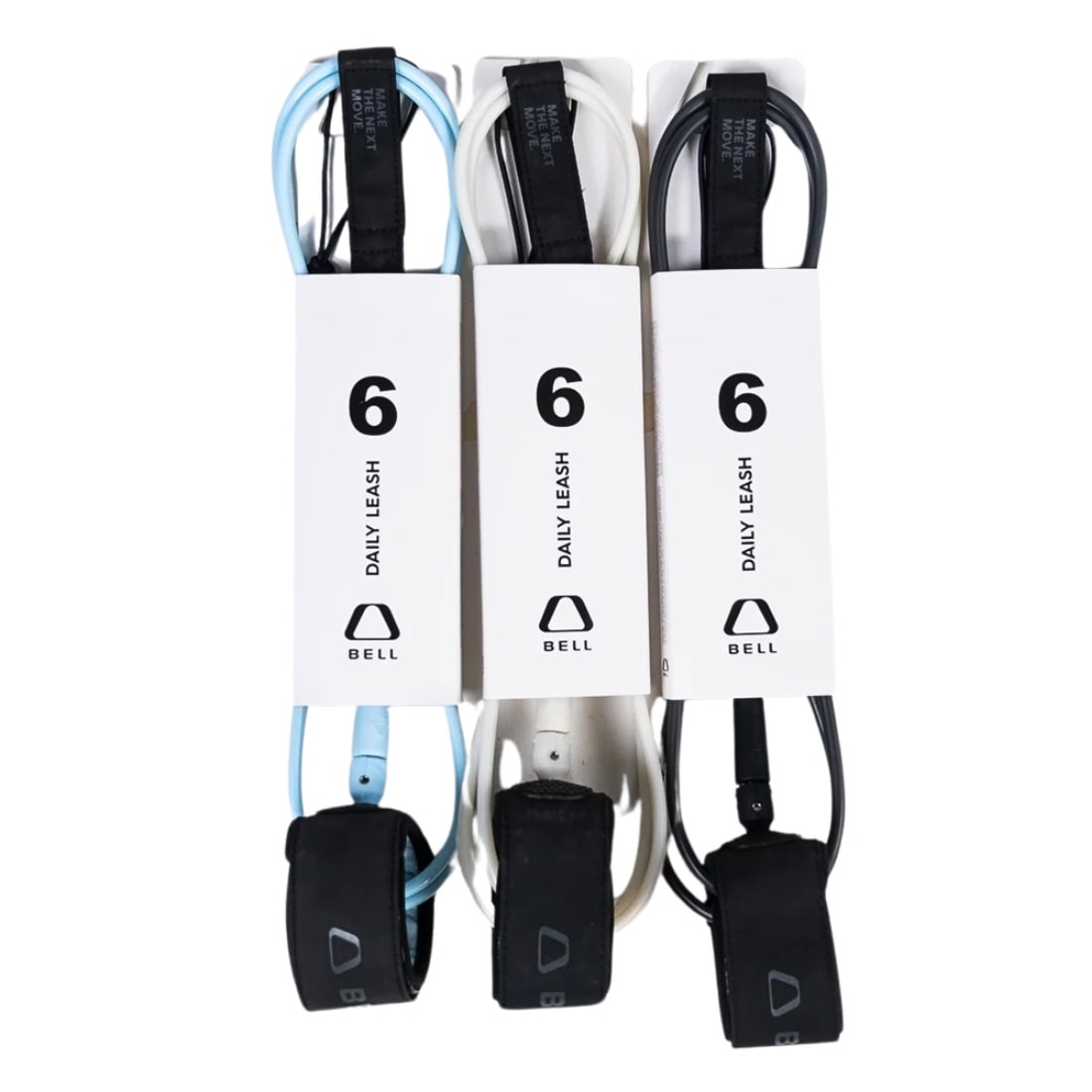 Bell 6ft Daily 6.5mm Surfboard Leash - Ice - 8ft Surfboard Leash by Bell 6ft
