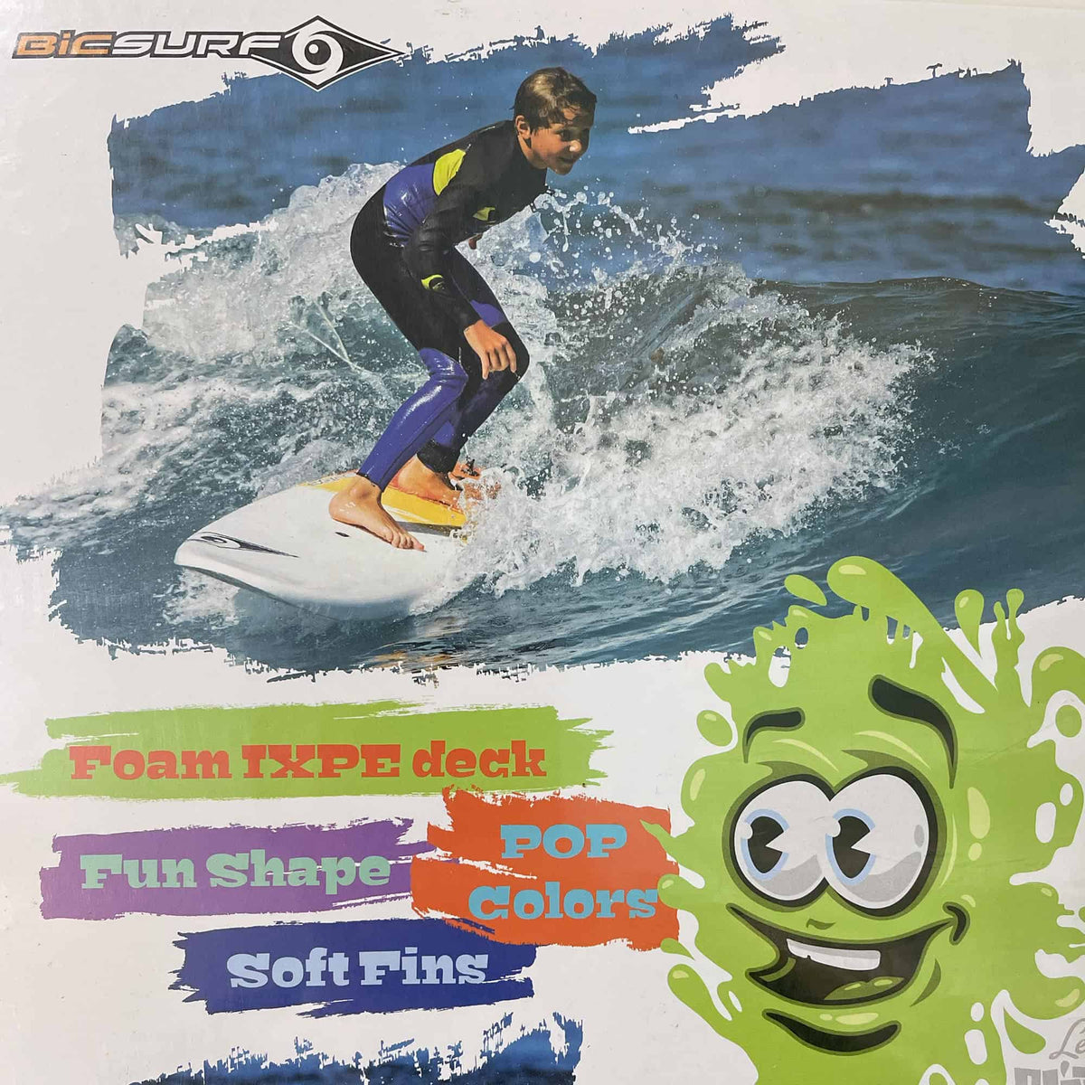 Bic Paint 4'11 Magnum Softop Surfboard - Aztec - Softboard by Bic 4ft 11in