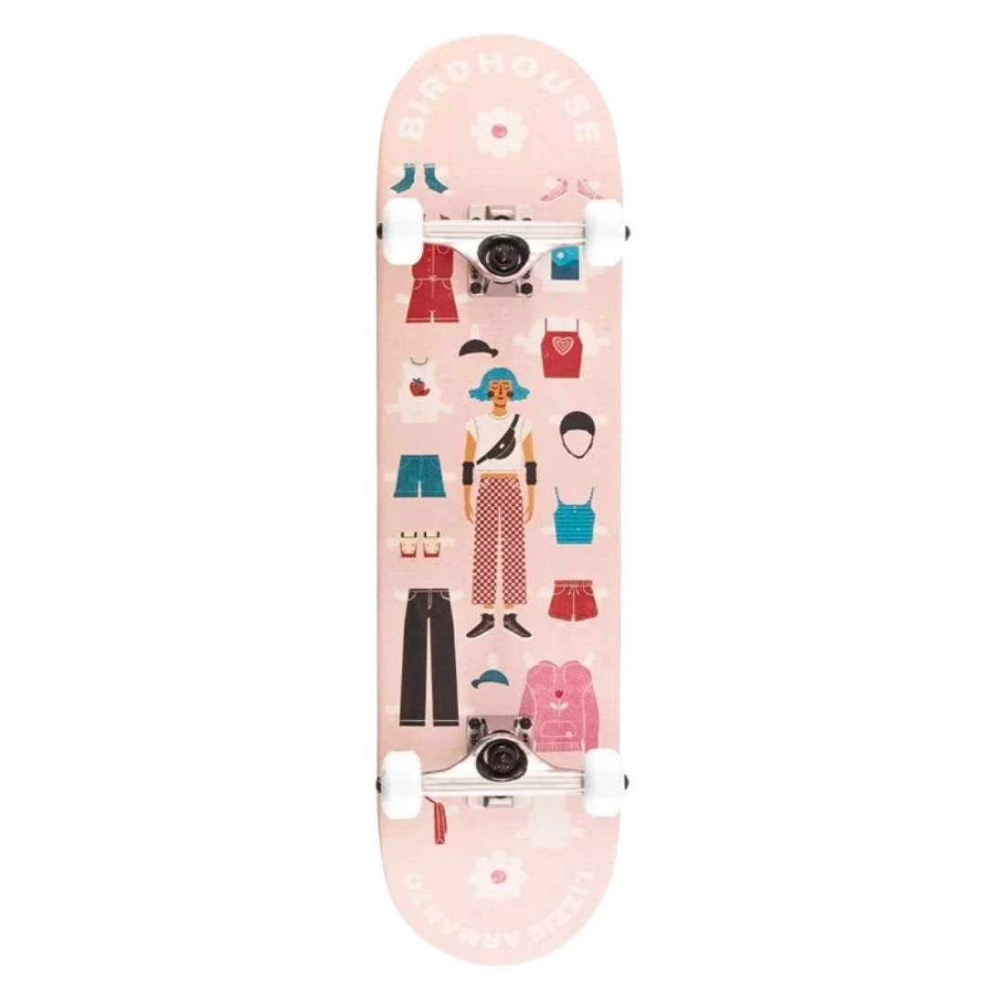 Birdhouse Lizzie Armanto Paper Dolls Stage 1 Complete Skateboard - Pink - Complete Skateboard by Birdhouse 8.0 inch
