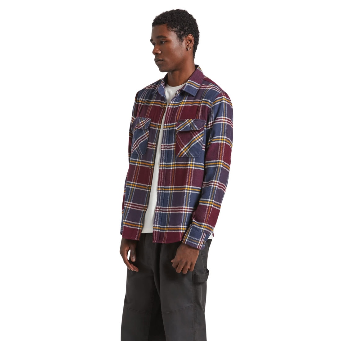 Brixton Bowery Flannel Shirt - Mood Indigo/Port/Saffron - Mens Flannel Shirt by Brixton