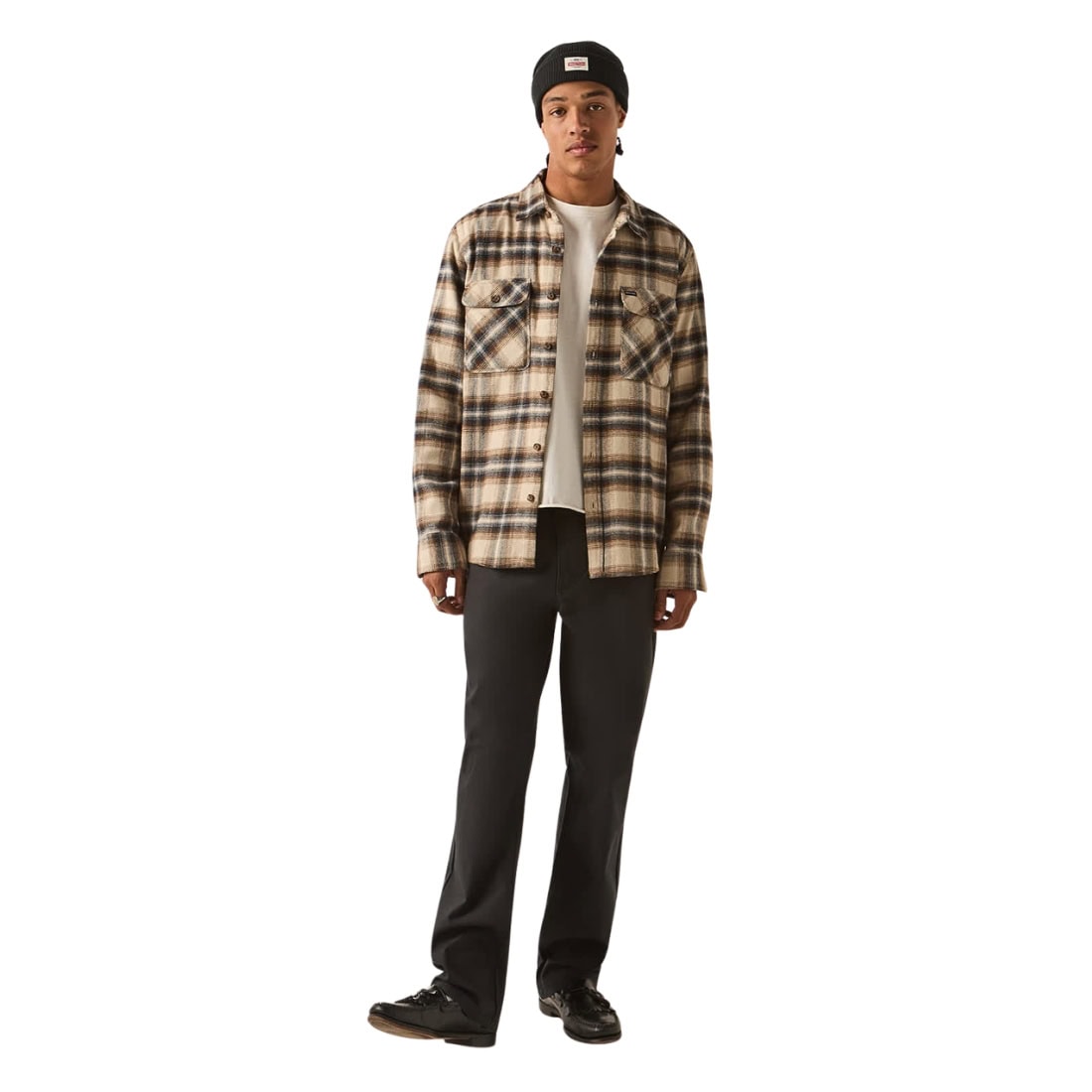 Brixton Bowery Flannel Shirt - Soft Brown Plaid - Mens Flannel Shirt by Brixton