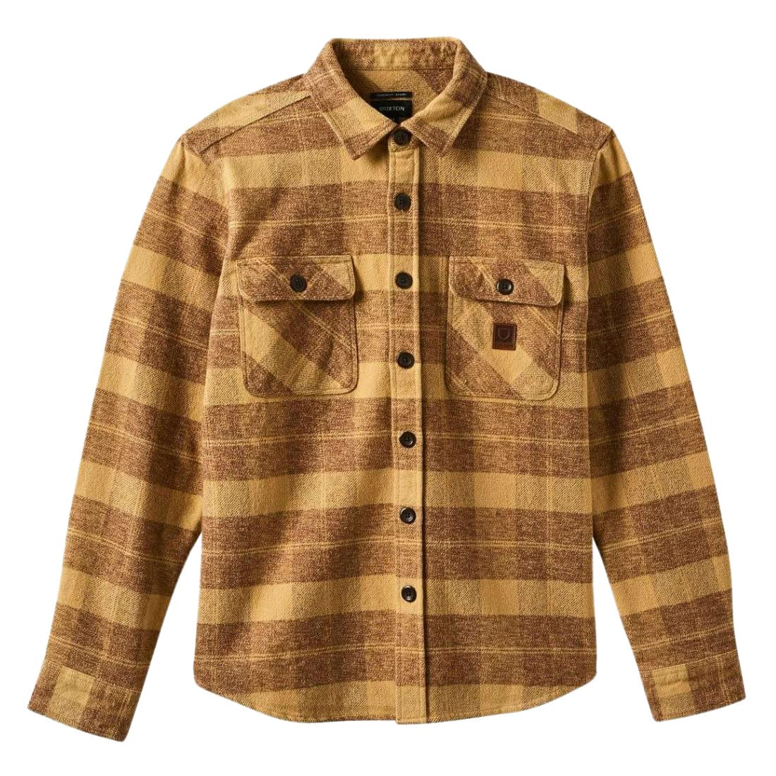 Brixton Bowery Heavyweight Longsleeve Flannel Shirt - Curry Yellow/Pinecone - Mens Casual Shirt by Brixton