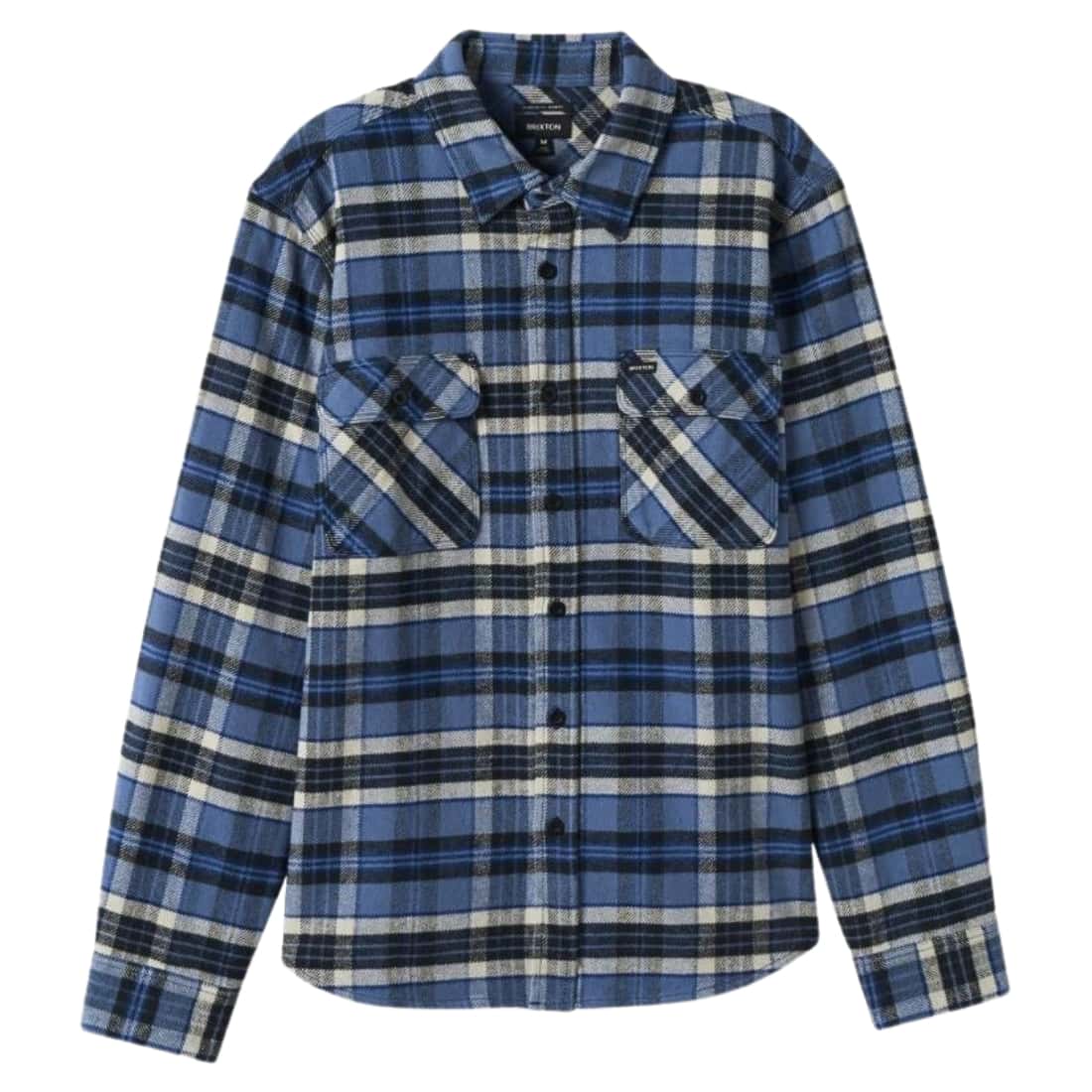 Brixton Bowery Heavyweight Longsleeve Flannel Shirt - Flint Blue/Black/Mineral Grey - Mens Flannel Shirt by Brixton