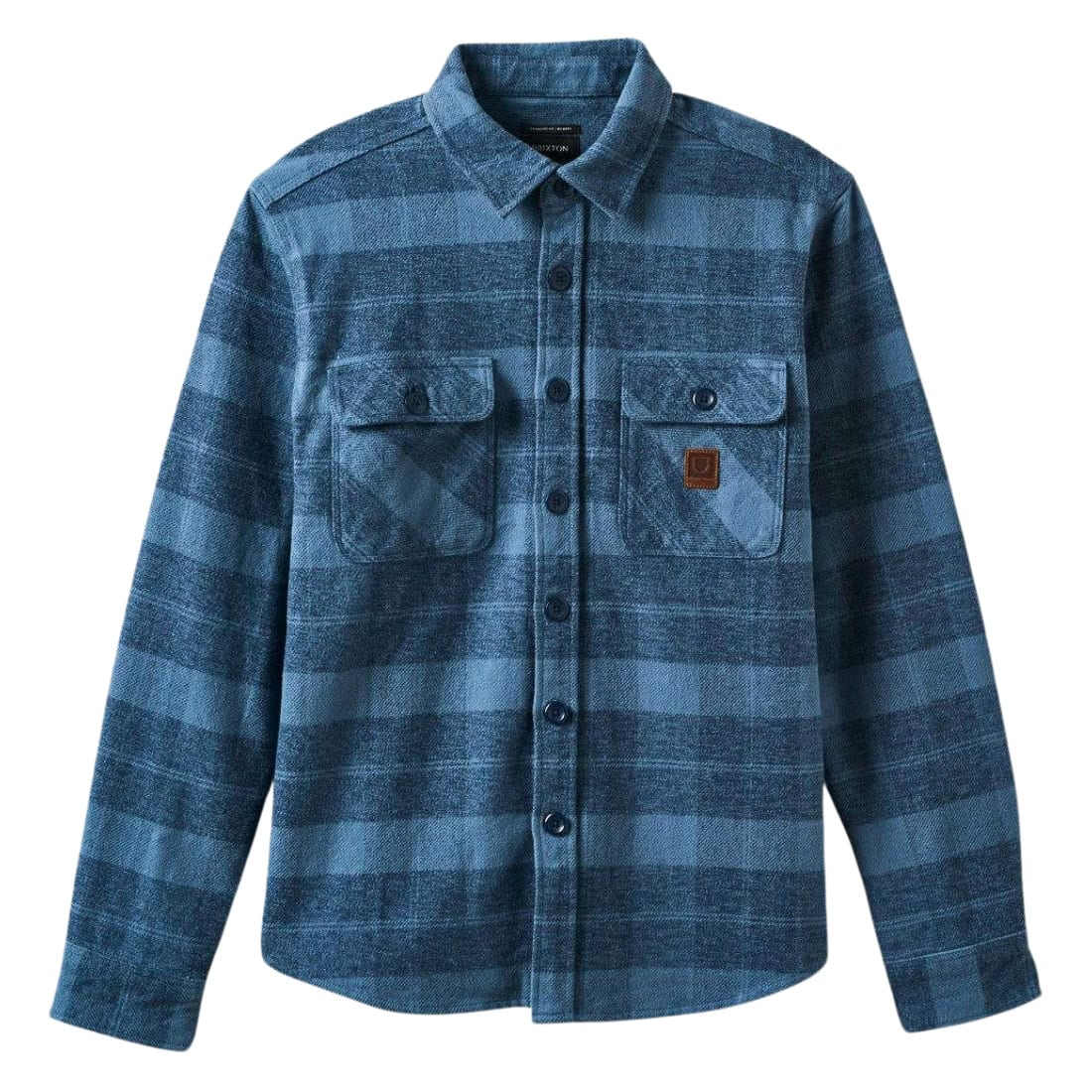 Brixton Bowery Heavyweight Longsleeve Flannel Shirt - Mirage Blue/Washed Navy - Mens Casual Shirt by Brixton