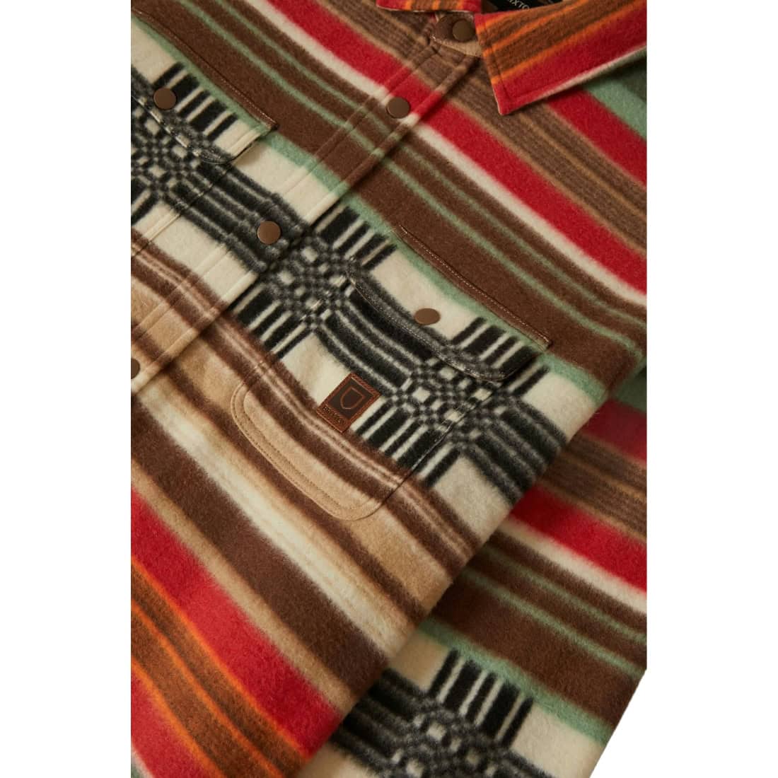 Brixton Bowery Longsleeve Arctic Stretch Fleece Shirt - Multi Blanket Stripe - Mens Flannel Shirt by Brixton