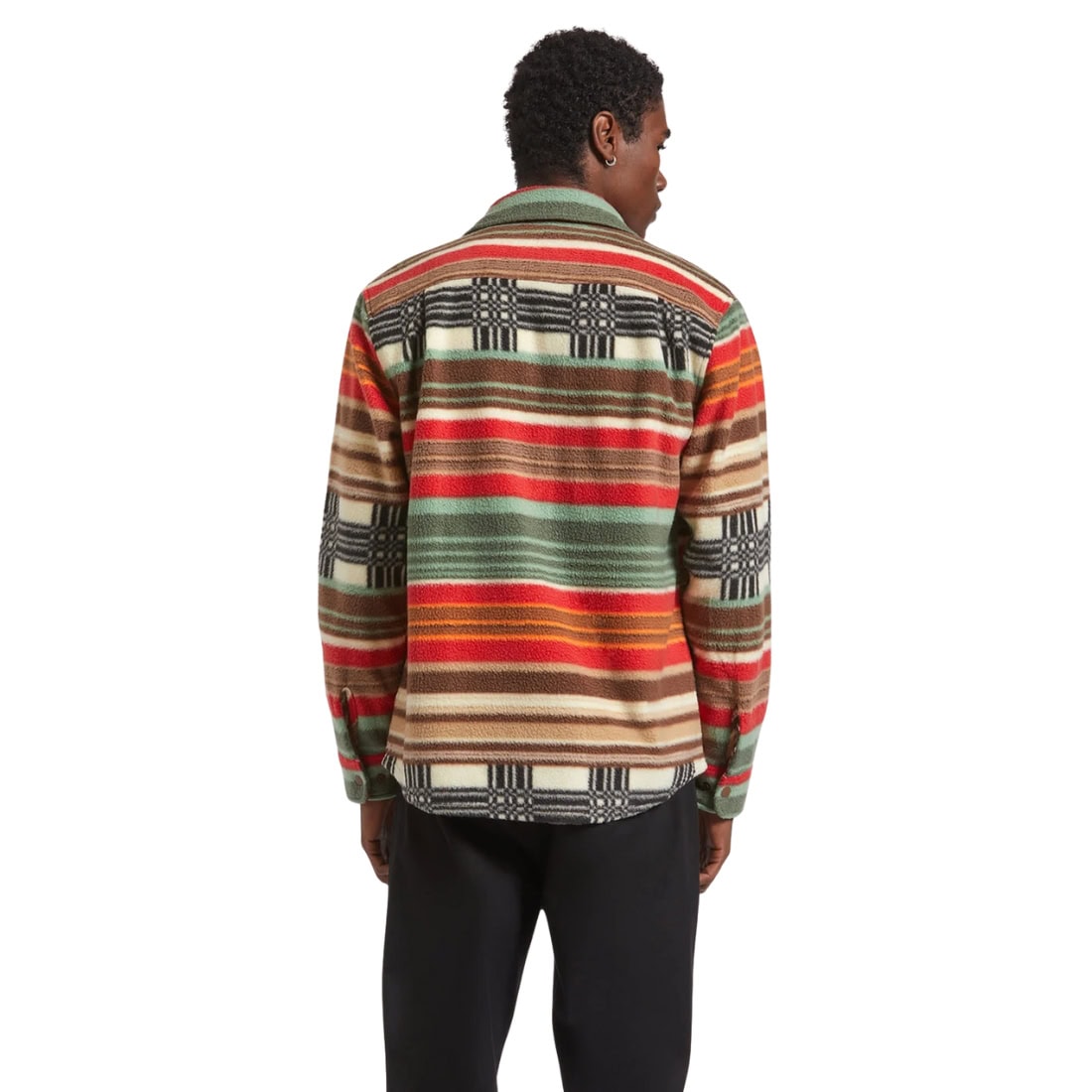 Brixton Bowery Longsleeve Arctic Stretch Fleece Shirt - Multi Blanket Stripe - Mens Flannel Shirt by Brixton