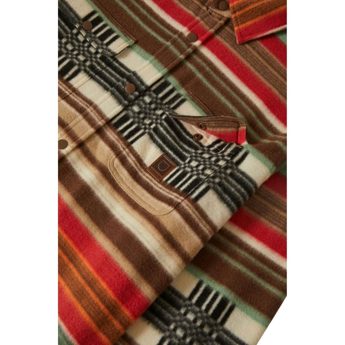 Brixton Bowery Longsleeve Arctic Stretch Fleece Shirt - Multi Blanket Stripe - Mens Flannel Shirt by Brixton
