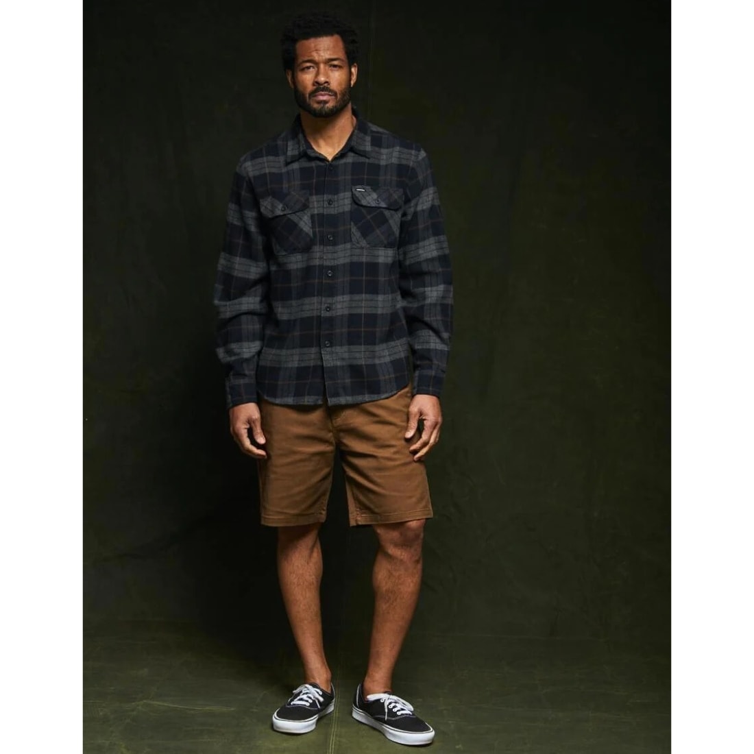 Brixton Bowery Longsleeve Flannel Shirt - Black/Charcoal