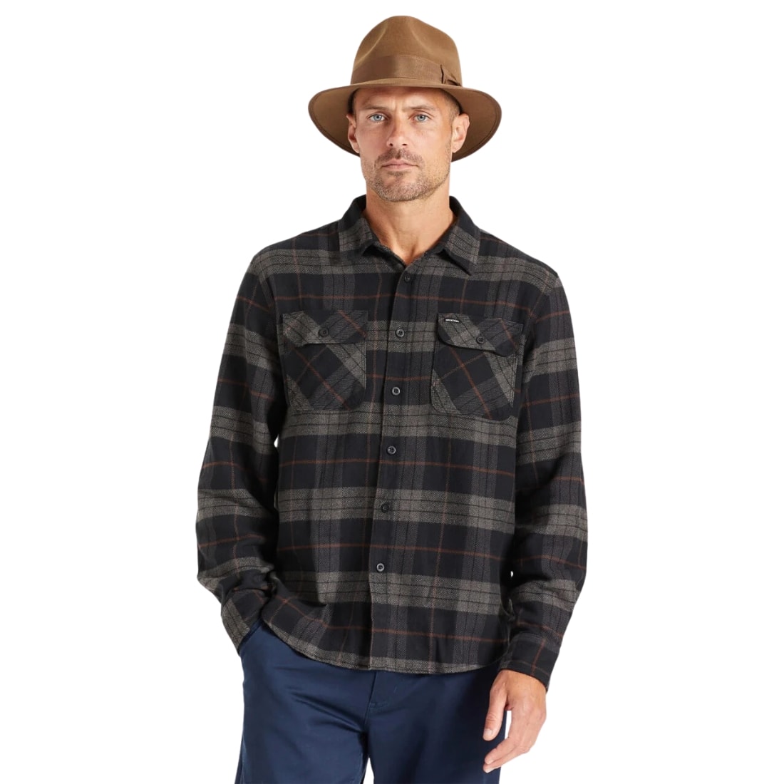 Brixton Bowery Longsleeve Flannel Shirt - Black/Charcoal