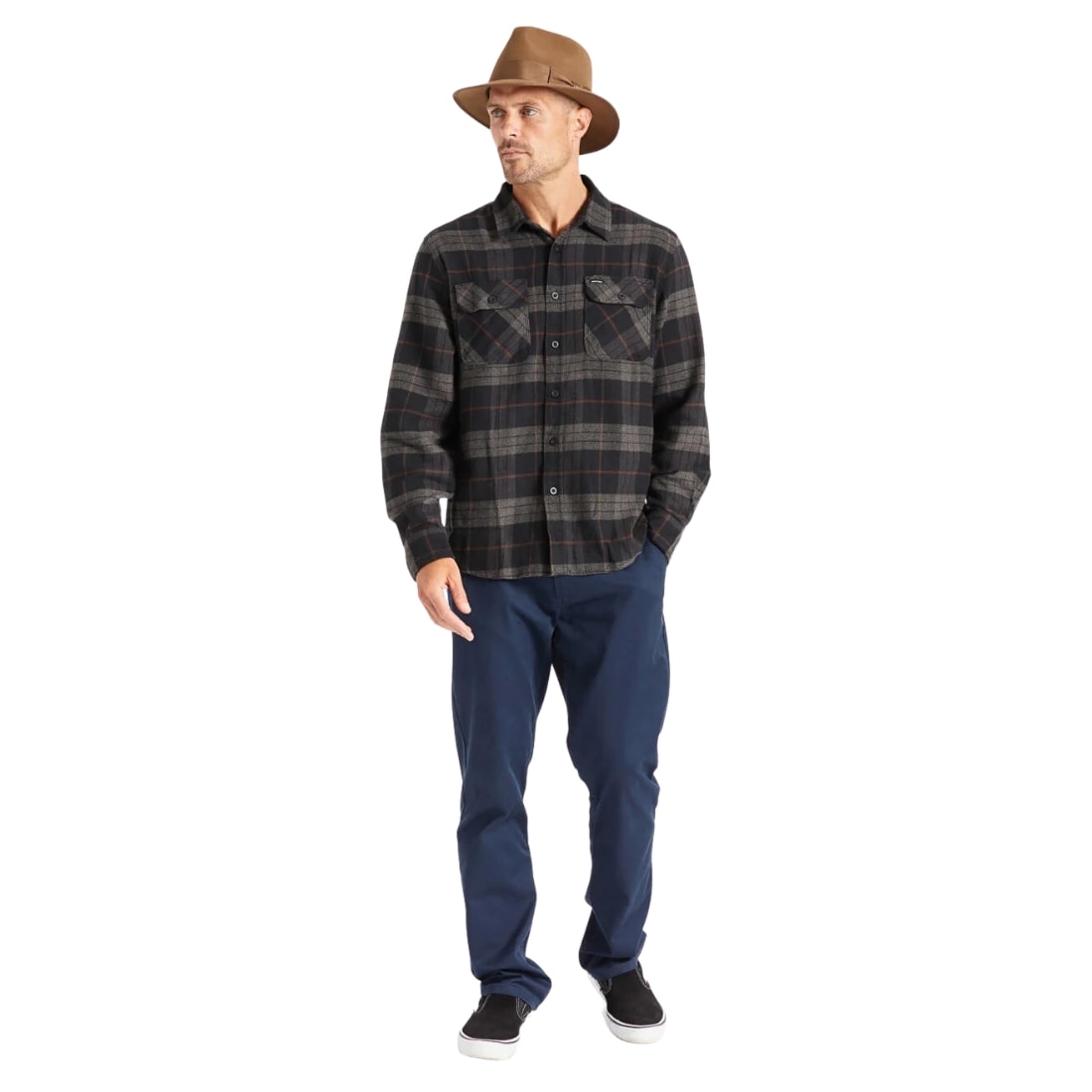 Brixton Bowery Longsleeve Flannel Shirt - Black/Charcoal