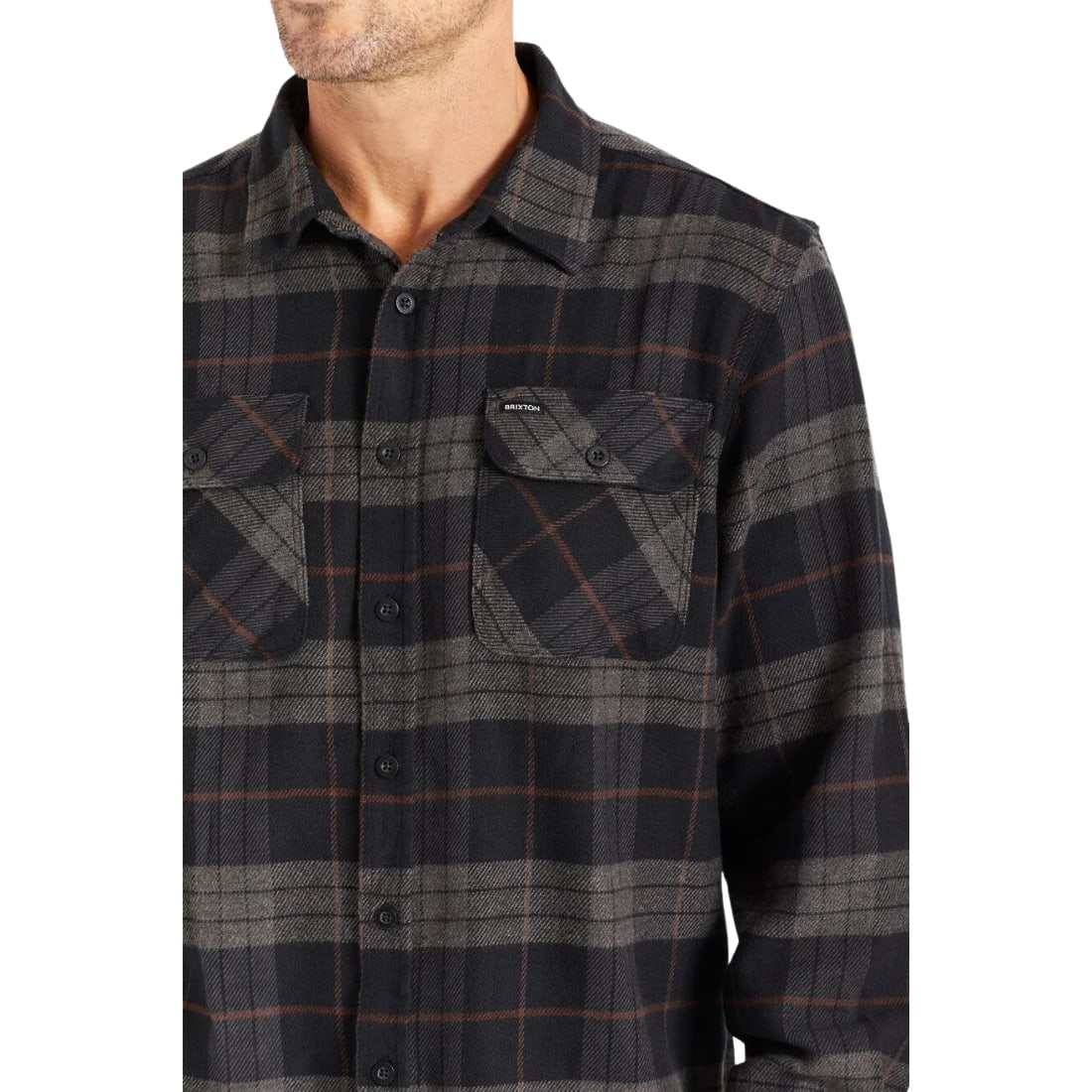 Brixton Bowery Longsleeve Flannel Shirt - Black/Charcoal