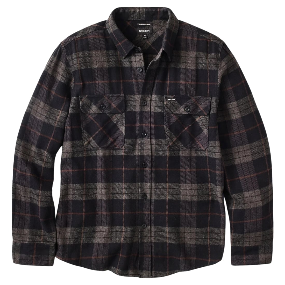 Brixton Bowery Longsleeve Flannel Shirt - Black/Charcoal
