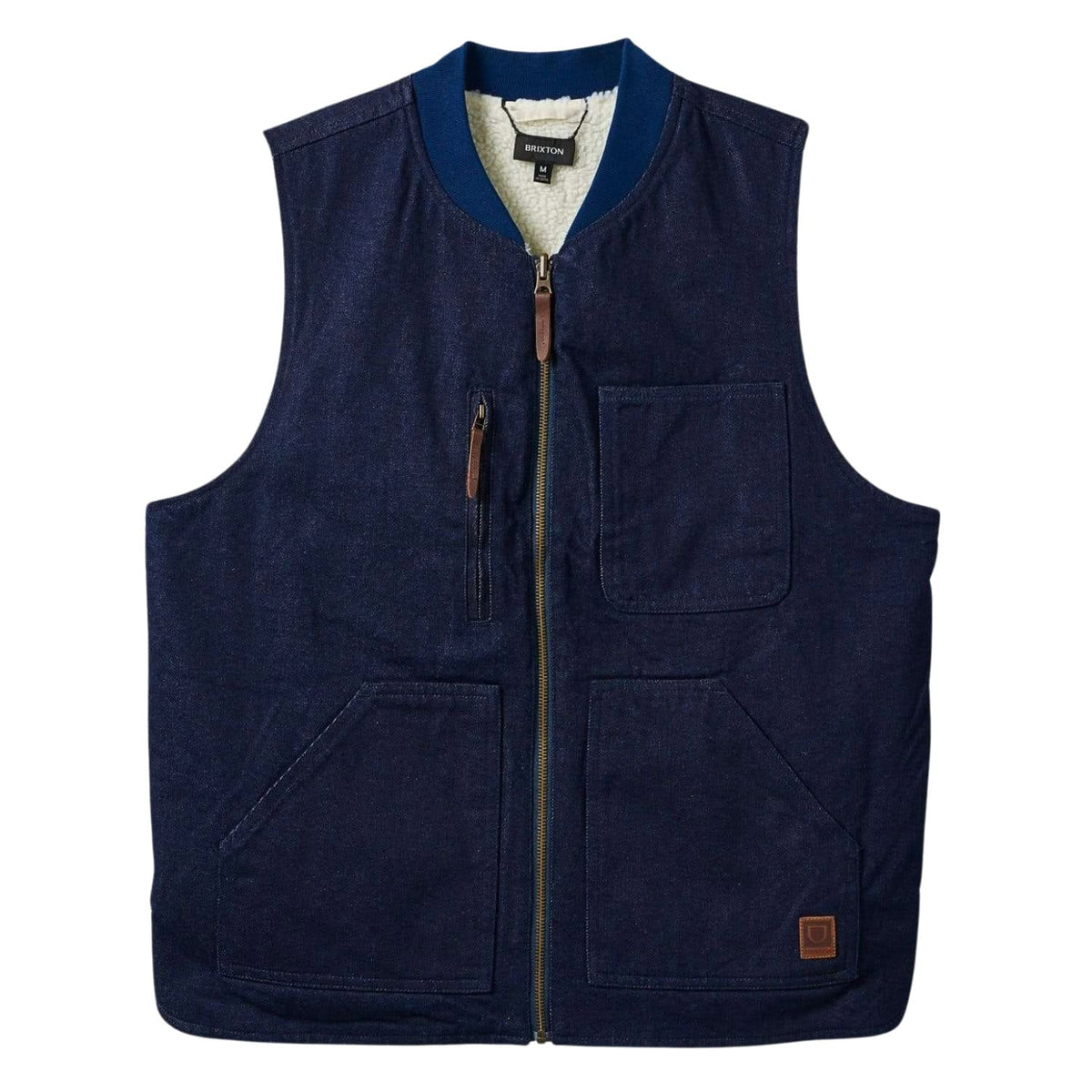 Brixton Builders Abraham Reversible Vest Gillet - Rinse Denim/Sherpa - Mens Gilet Jacket by Brixton