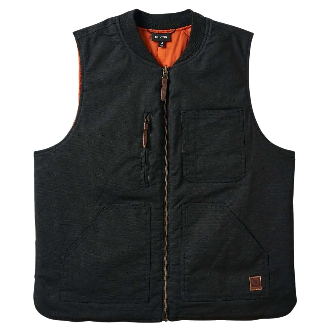 Brixton Builders Abraham Reversible Vest - Washed Black/Rust Orange - Mens Gilet Jacket by Brixton